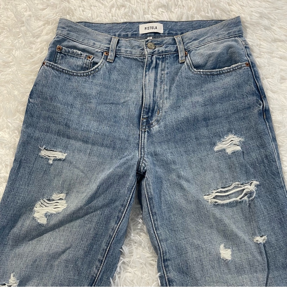 Pistols Jeans Womens 27 Blue Distressed Frayed Hem Pockets - Picture 5 of 10